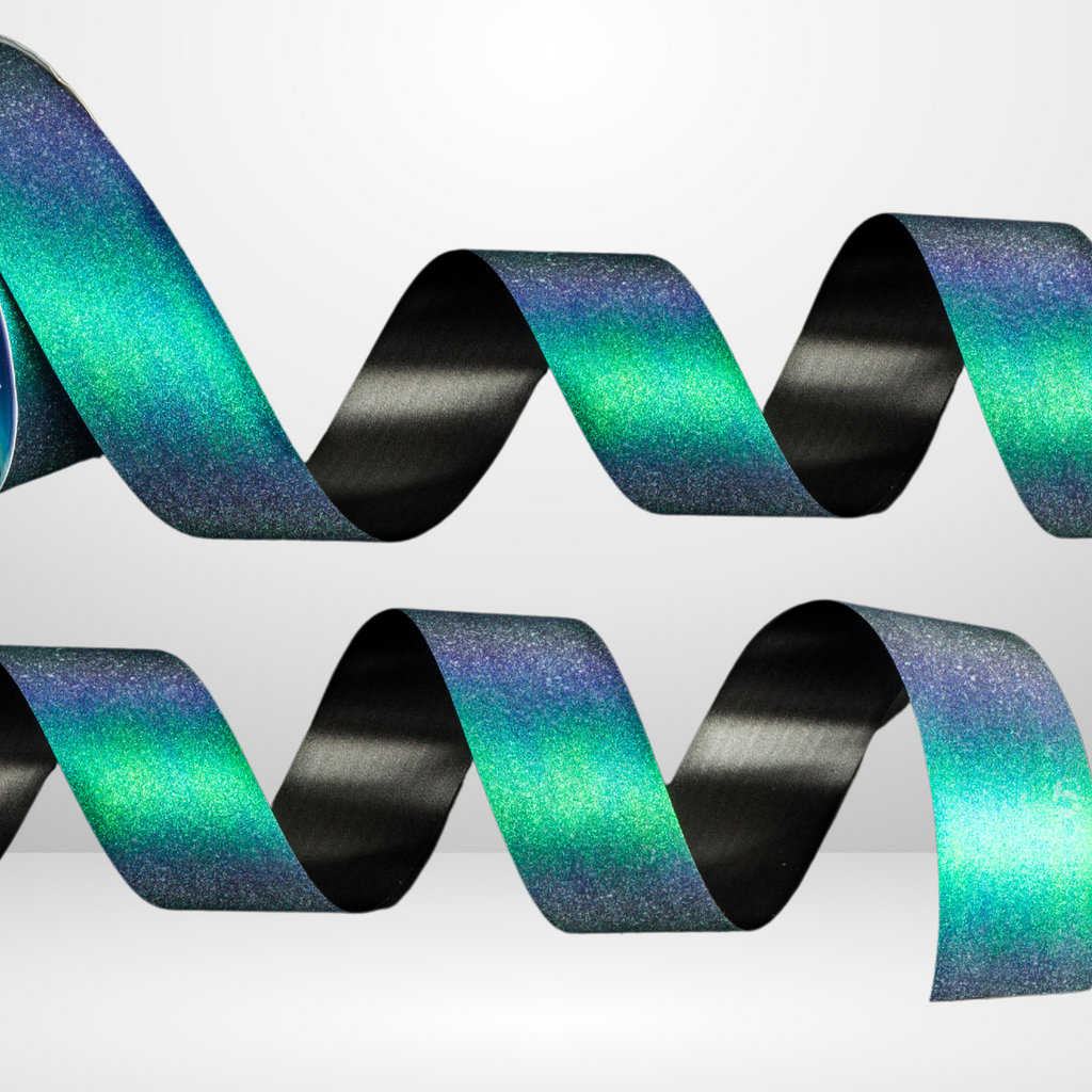 BLACK IRIDESCENT GLITTER RIBBON