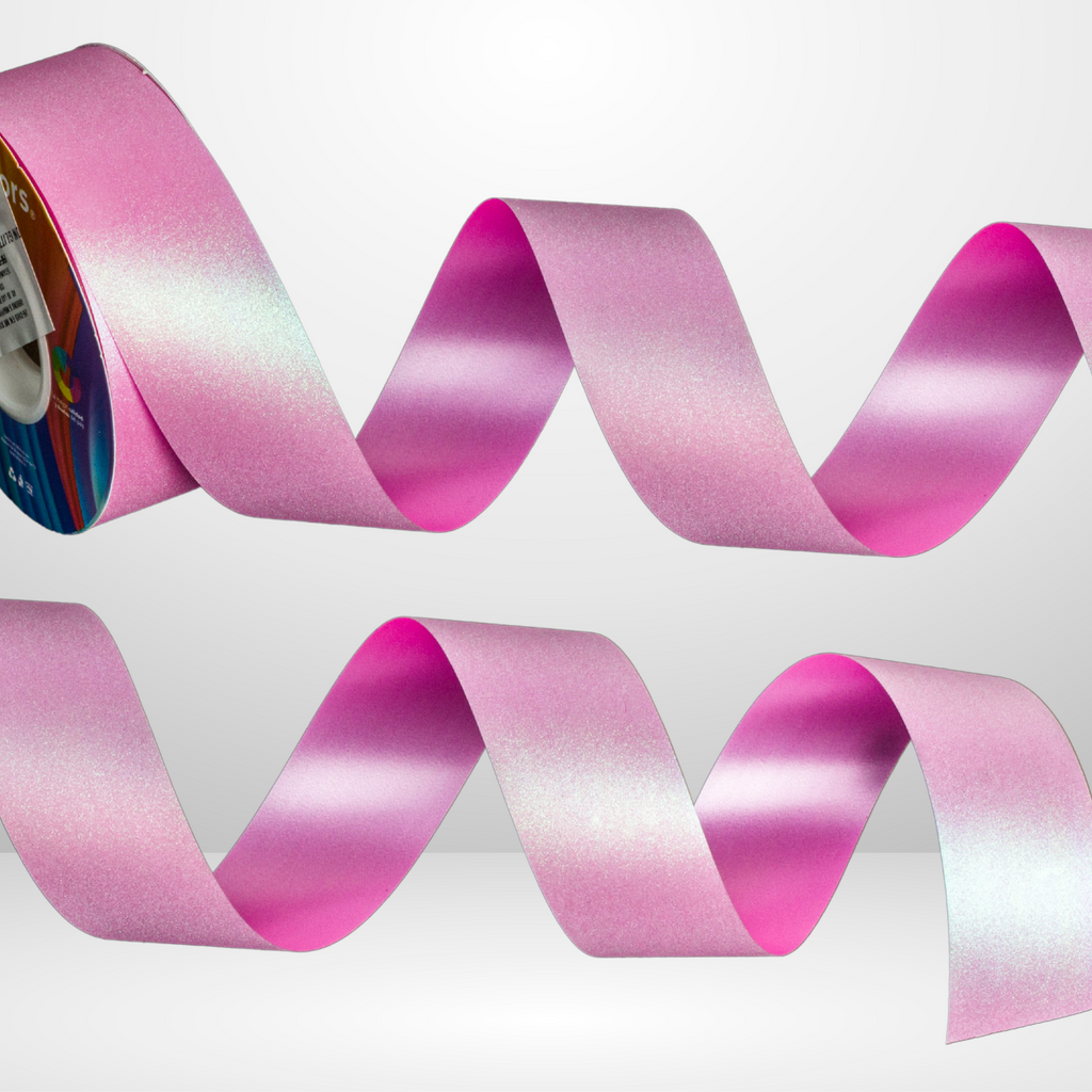 MEXICAN PINK IRIDESCENT GLITTER RIBBON