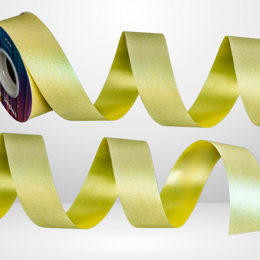 YELLOW IRIDESCENT GLITTER RIBBON