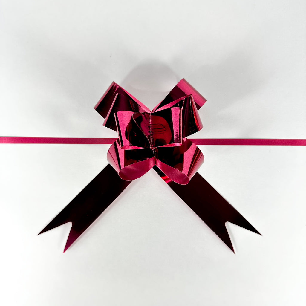 METALLIC BURGUNDY BUTTERFLY PULL BOW