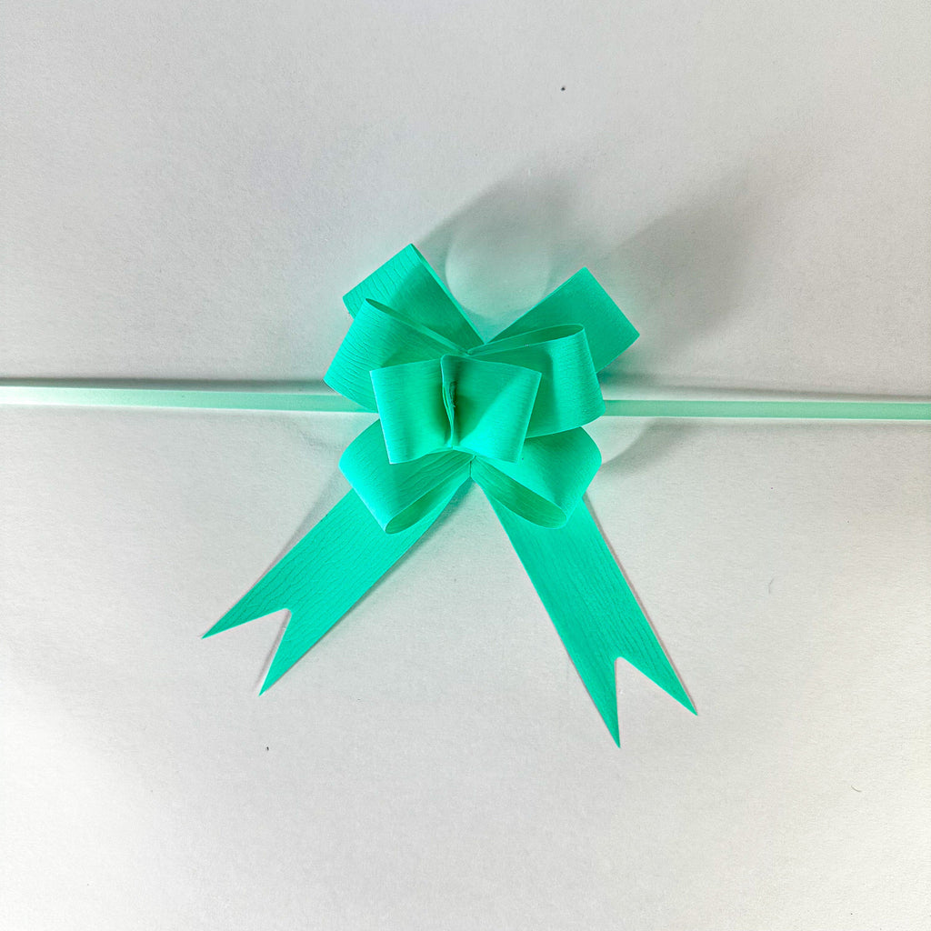 SYNTHETIC PAPER AQUA GREEN BUTTERFLY PULL BOW