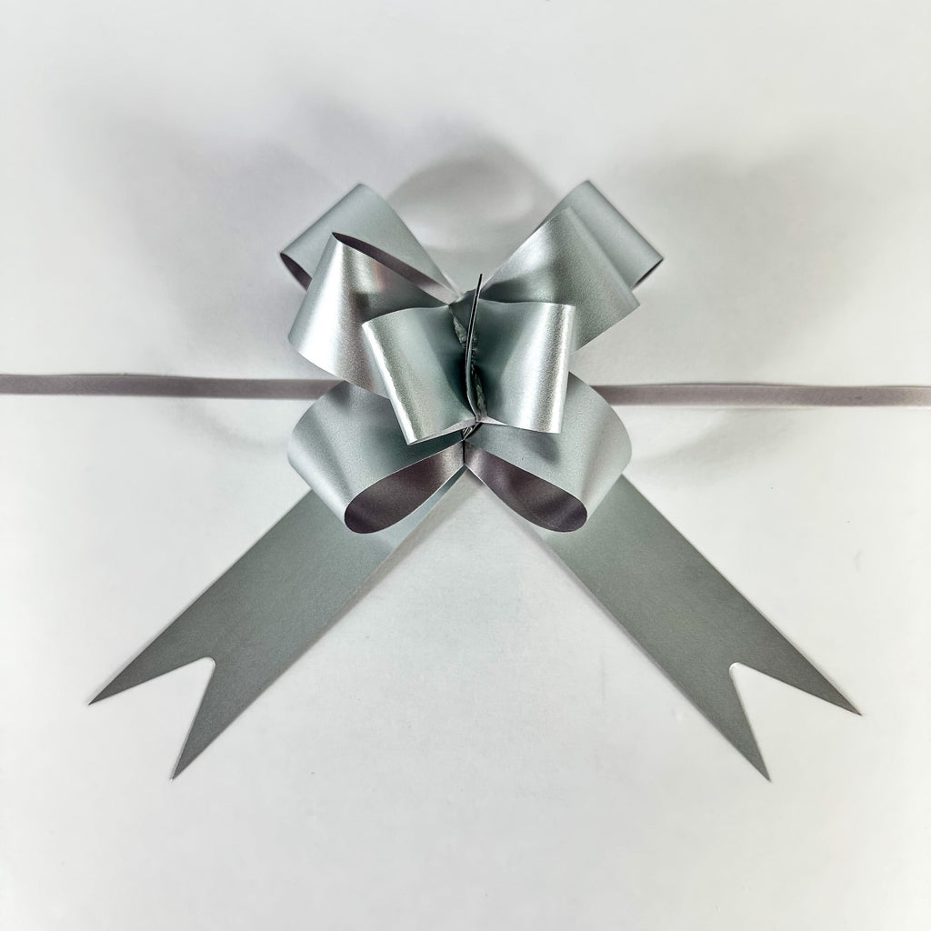 SILKY METAL SILVER BUTTERFLY PULL BOW