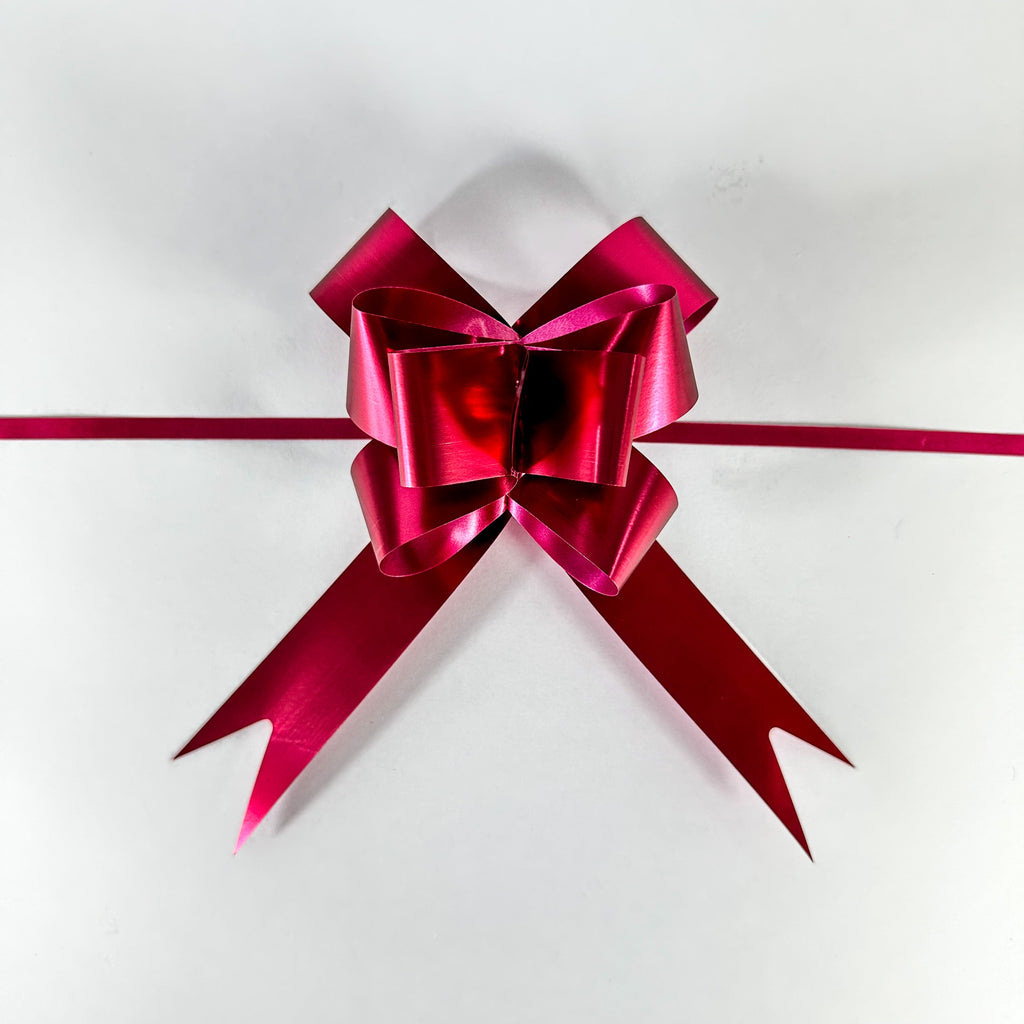 SILKY METAL BURGUNDY BUTTERFLY PULL BOW