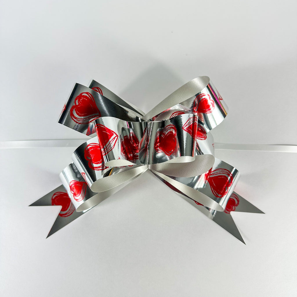 FOR YOU METALLIC SILVER BUTTERFLY PULL BOW