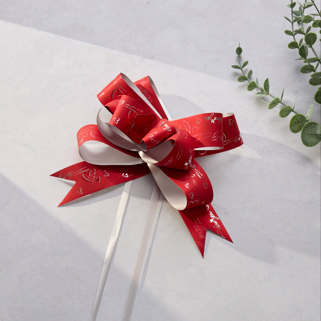 CHEERFUL METALLIC RED BUTTERFLY PULL BOW