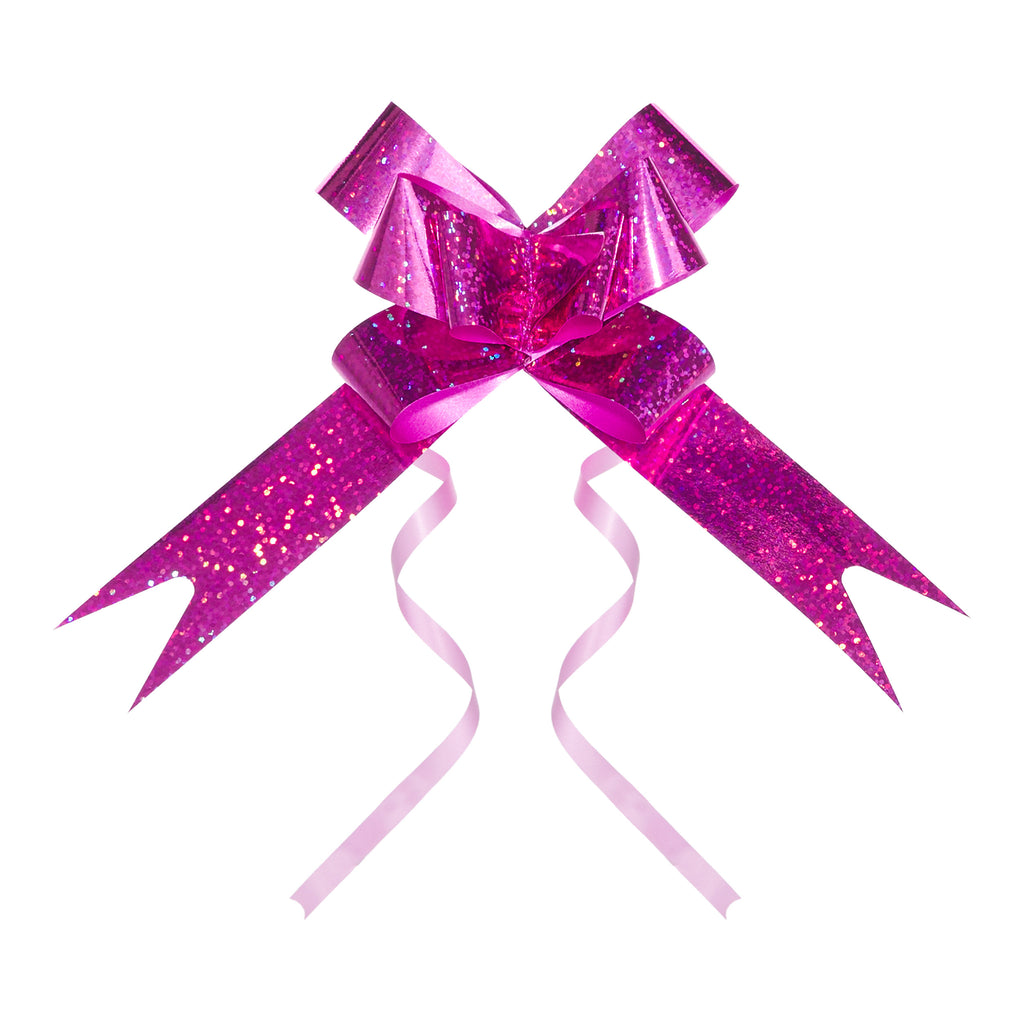 FUCHSIA HOLOGRAM BUTTERFLY PULL BOW