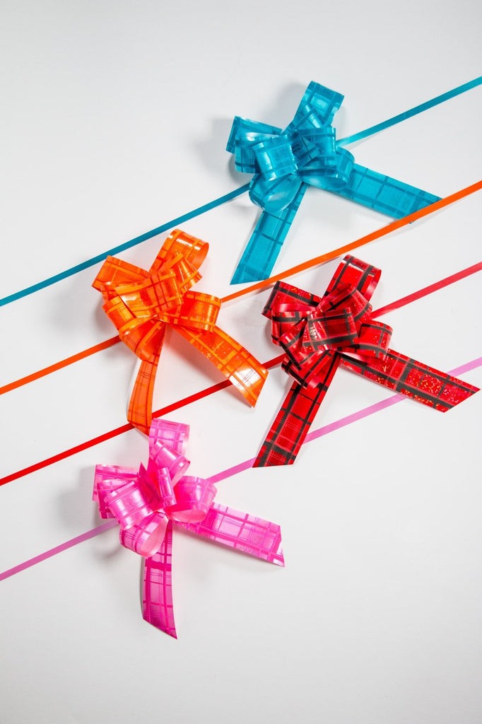 ASSORTED BRIDGET HOLOGRAM FLUORESCENT BUTTERFLY PULL BOW