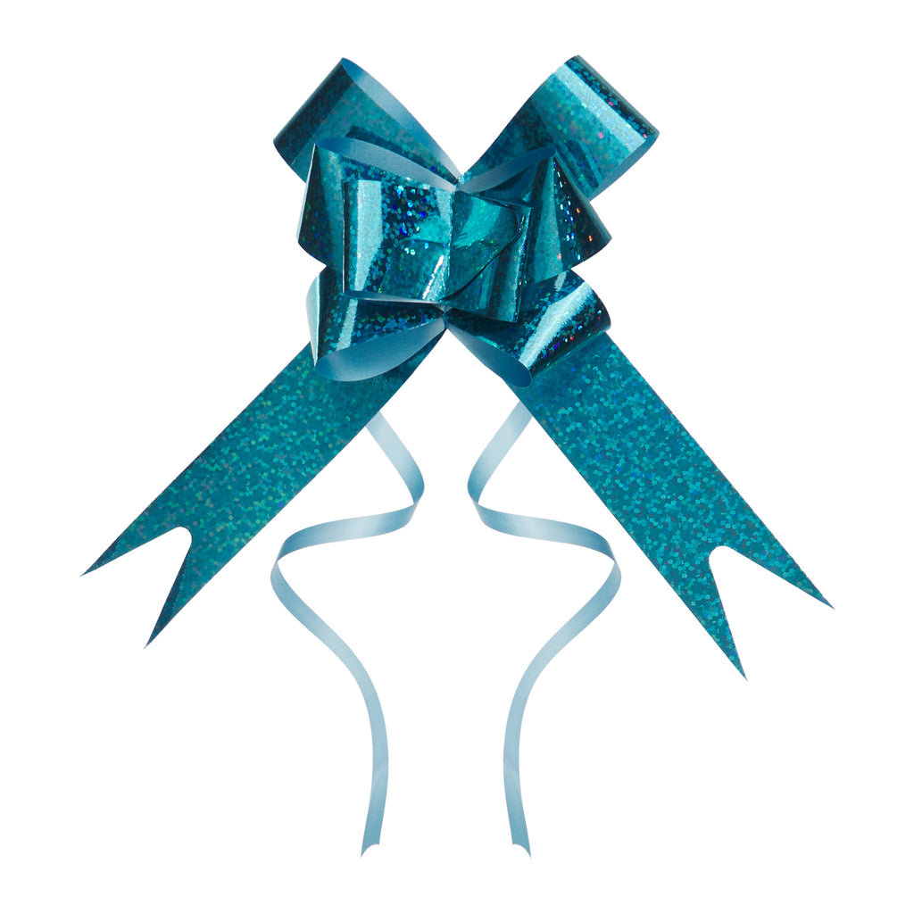 TURQUOISE HOLOGRAM BUTTERFLY PULL BOW