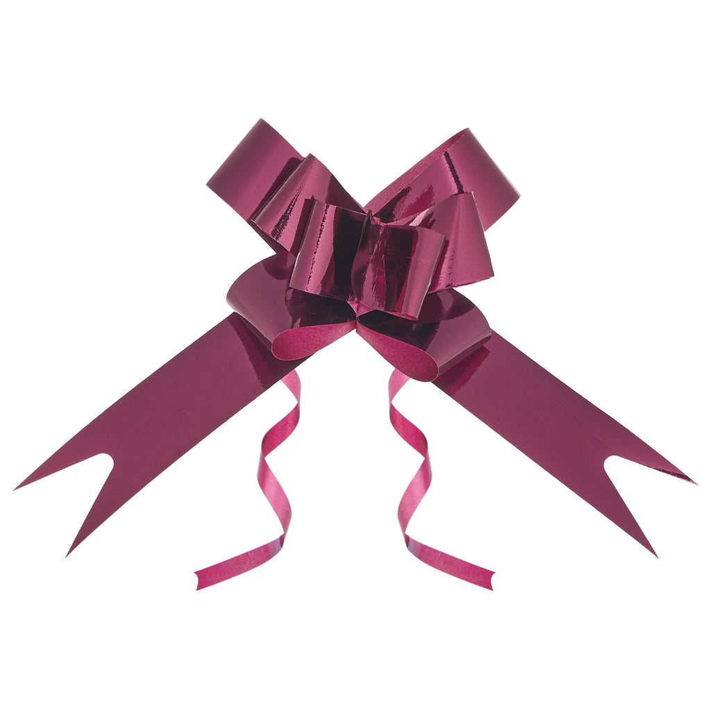 METALLIC BURGUNDY BUTTERFLY PULL BOW