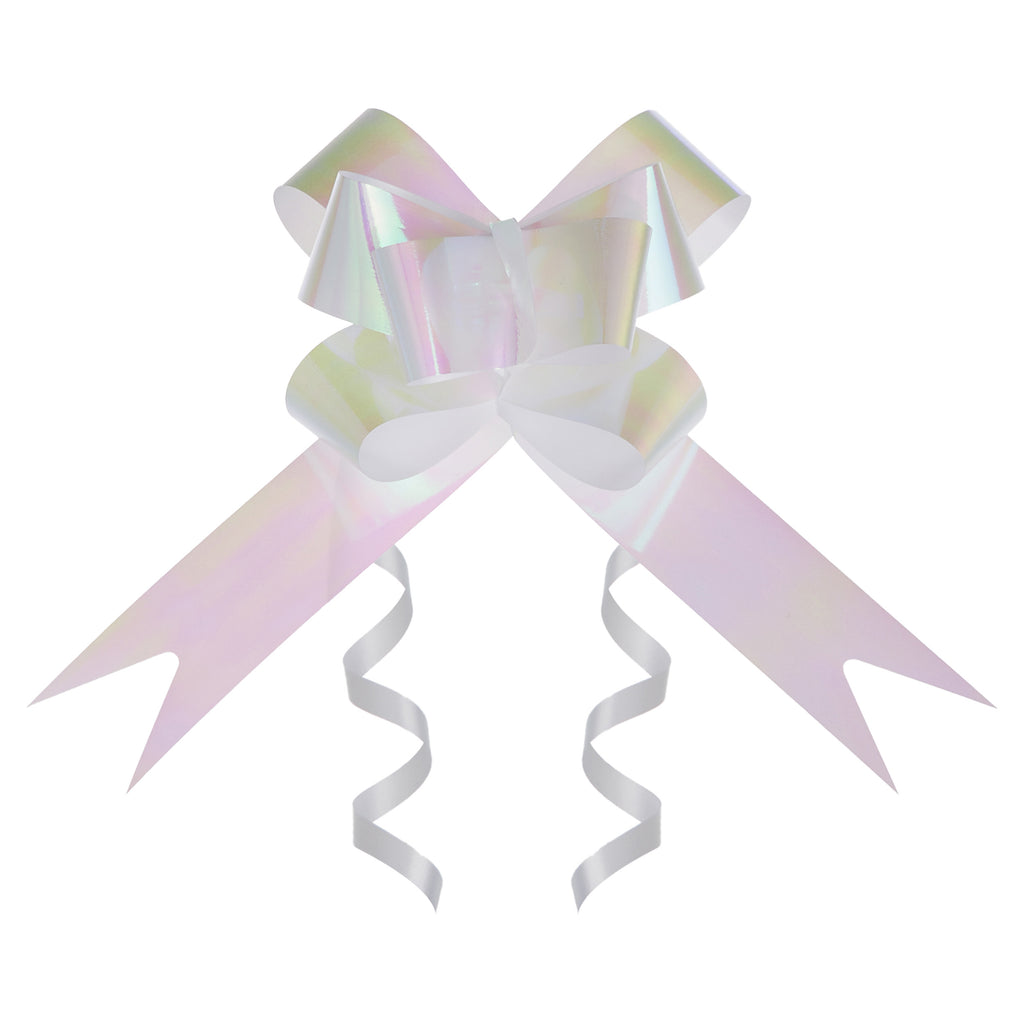 WHITE PEARLESCENT BUTTERFLY PULL BOW