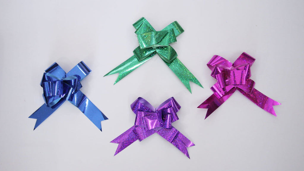 ASSORTED DARK HOLOGRAM BUTTERFLY PULL BOW