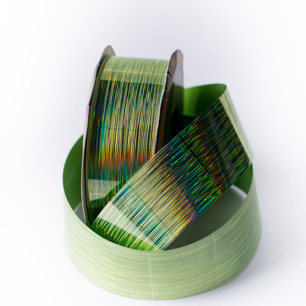 MOSS GREEN HOLOGRAM RAIN RIBBON
